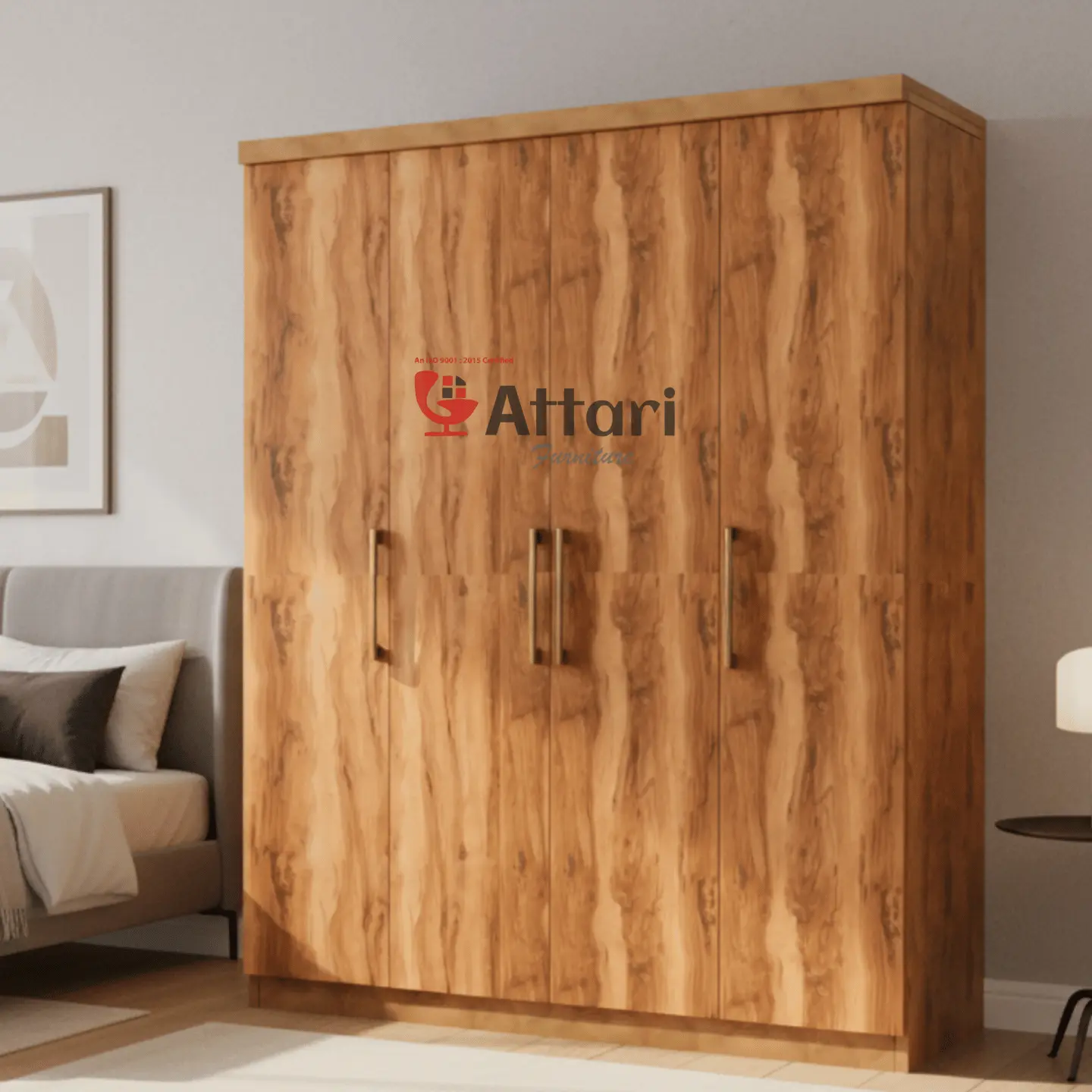 Attari Light Wood Four Door Wardrobe