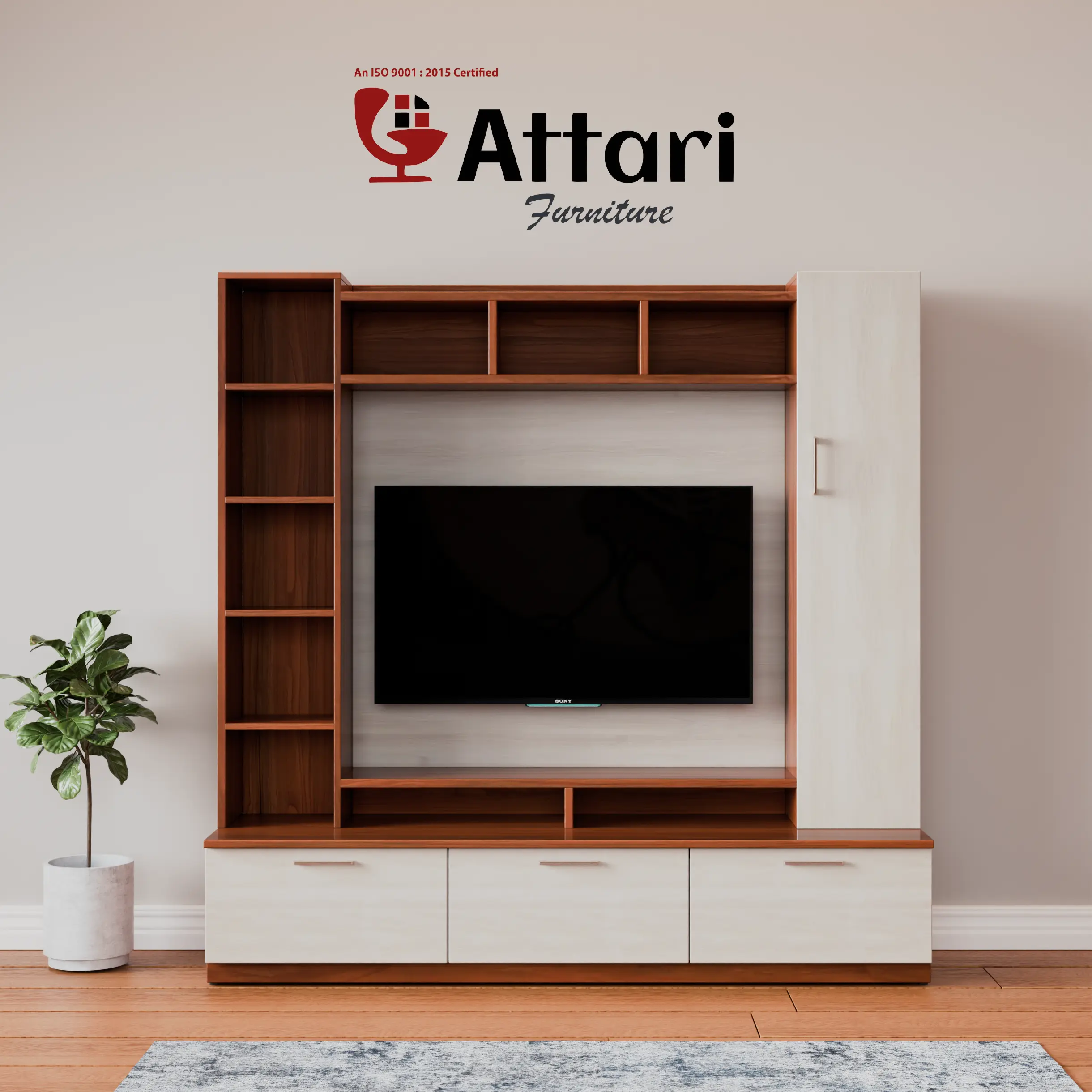 Attari Modern Ash & Wood TV Entertainment Unit